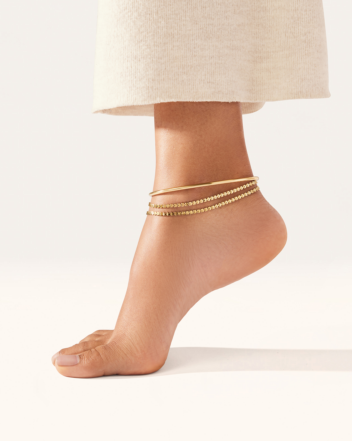 JENNY BIRD Waterproof Textured Anklet Stack Gold Anklet Stack For Women