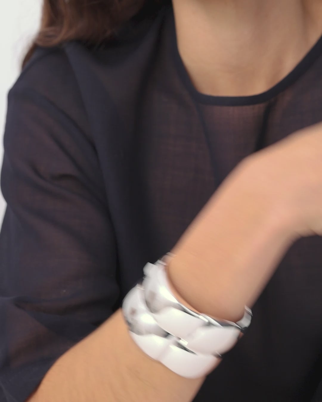 Mega Woven Square Bangle | Silver Statement Bracelet | JENNY BIRD