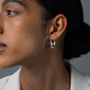 Wide Hinged Hoop Earrings in Silver on Model